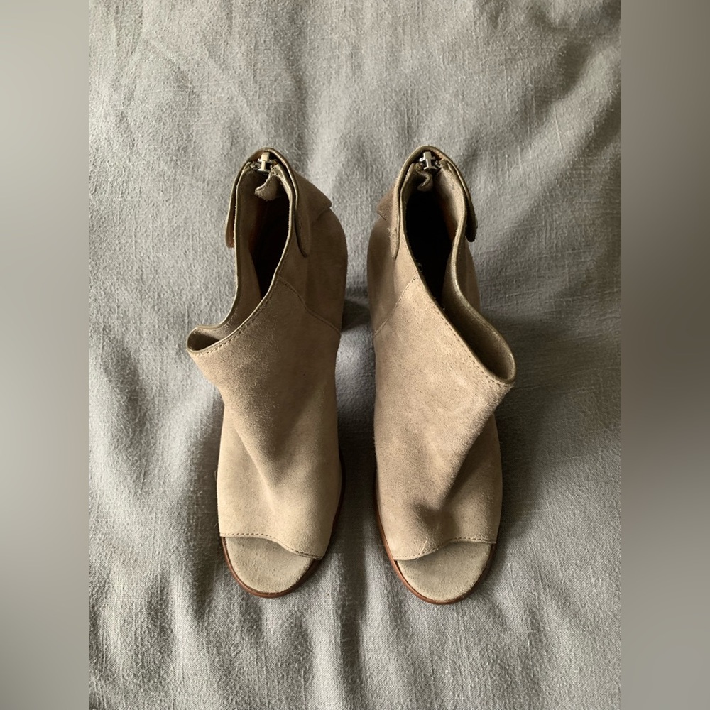 COACH Suede Open-Toe Booties